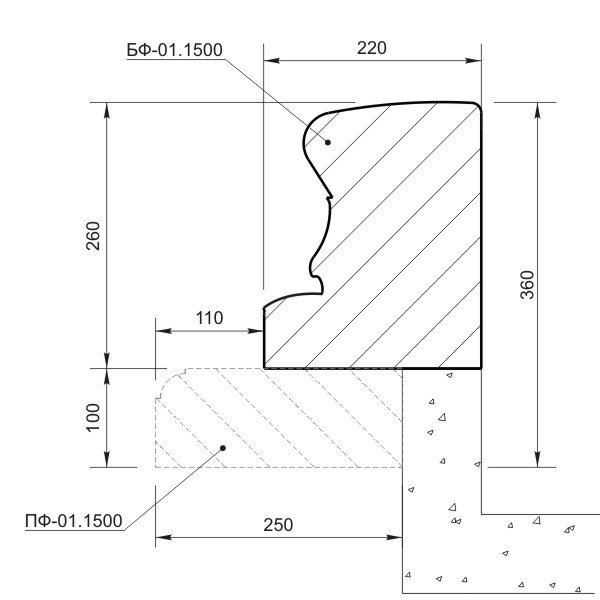 Борт фонтана БФ-01.1500 - архитектурный бетон Вландо ®